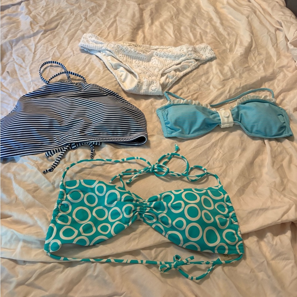 Victoria's Secret Turquoise and White Bikini Top